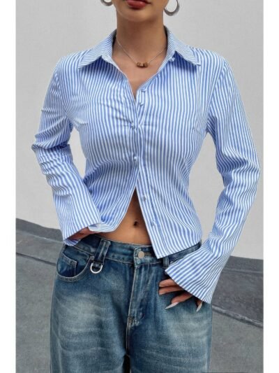 Women’s Slim Fit Striped Button-Down Shirt Women’s Slim Fit Striped Button-Down Shirt
