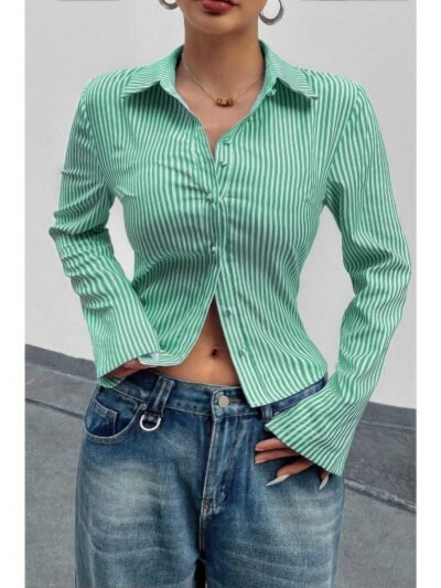 Women’s Slim Fit Striped Button-Down Shirt Women’s Slim Fit Striped Button-Down Shirt