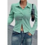 Women’s Slim Fit Striped Button-Down Shirt - Image 11