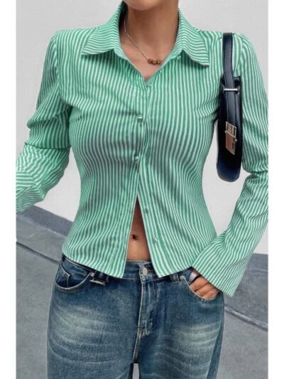 Women’s Slim Fit Striped Button-Down Shirt Women’s Slim Fit Striped Button-Down Shirt
