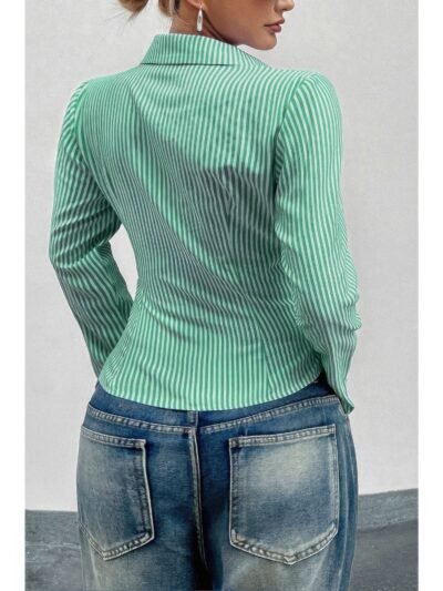 Women’s Slim Fit Striped Button-Down Shirt Women’s Slim Fit Striped Button-Down Shirt