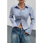 Women’s Slim Fit Striped Button-Down Shirt - Image 14