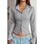 Women’s Slim Fit Striped Button-Down Shirt - Image 15