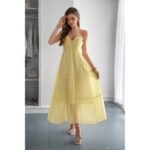 Solid Halter Muse Tiered Ruffle Long Dress - Image 2