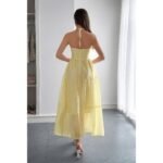 Solid Halter Muse Tiered Ruffle Long Dress - Image 3