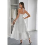 Solid Halter Muse Tiered Ruffle Long Dress - Image 7