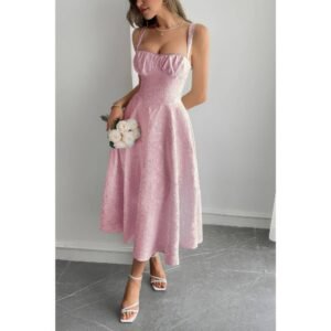 Solid Floral Jacquard Lace High Waist Dress Solid Floral Jacquard Lace High Waist Dress
