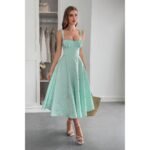 Solid Floral Jacquard Lace High Waist Dress - Image 9