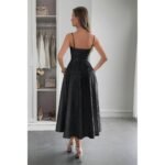 Solid Floral Jacquard Lace High Waist Dress - Image 14