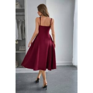 Square Neck A Line Pleated Sleeveless Long Dress Square Neck A Line Pleated Sleeveless Long Dress