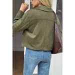 Solid Suit Lapel Faux Suede Leather Jacket - Image 3