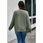 Plus Size Solid Ruched Knot Loose Fit Top - Image 4