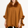 Trim Cape With Faux Fur Collar