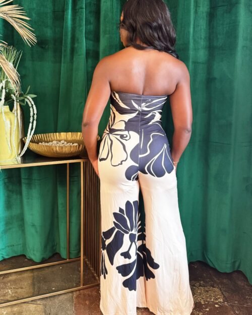 midnight bloom halter jumpsuit