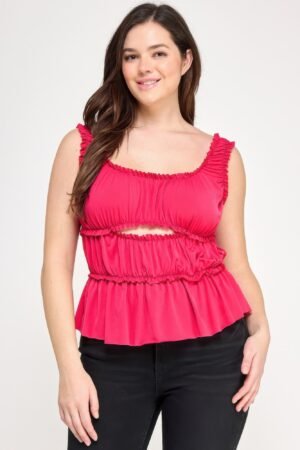 Plus Size Ruffled Tank With Cut Out Plus Size Ruffled Tank With Cut Out