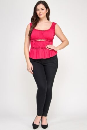 Plus Size Ruffled Tank With Cut Out Plus Size Ruffled Tank With Cut Out