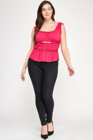 Plus Size Ruffled Tank With Cut Out Plus Size Ruffled Tank With Cut Out