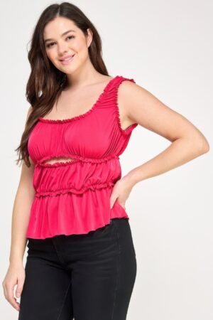 Plus Size Ruffled Tank With Cut Out Plus Size Ruffled Tank With Cut Out