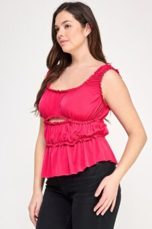 Plus Size Ruffled Tank With Cut Out Plus Size Ruffled Tank With Cut Out