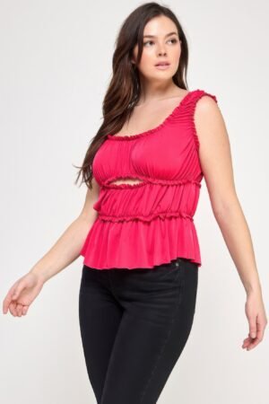 Plus Size Ruffled Tank With Cut Out Plus Size Ruffled Tank With Cut Out