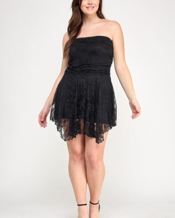 Plus Size Ots Lace Overlay Assym Dress