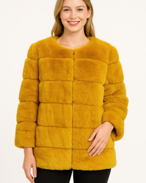 plush camel faux fur jacket