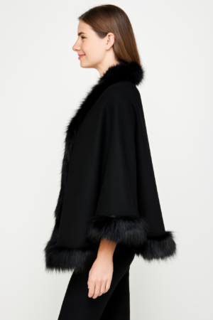 Faux Fur Trim Cape Faux Fur Trim Cape