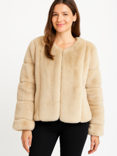 Faux Fur Trim Cape Faux Fur Trim Cape
