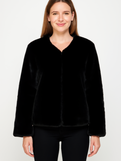Faux Fur Trim Cape