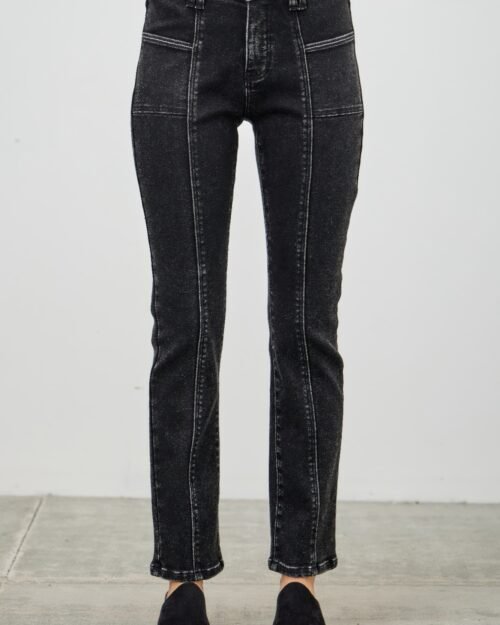 Mid Rise Slim Straight In Black Acid