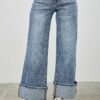 Mid Rise Cuffed Jeans With Stretch