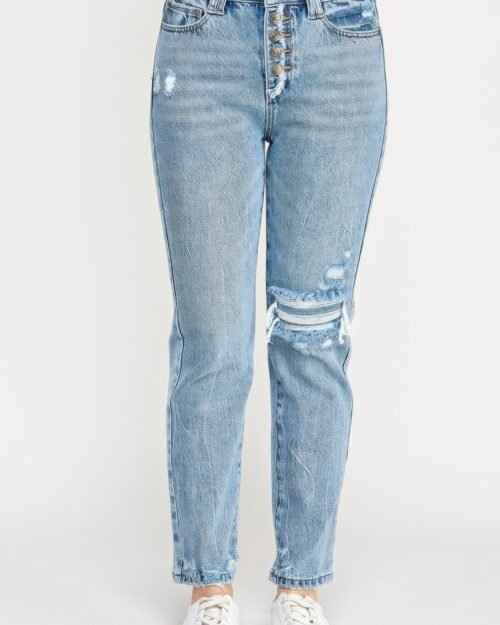 high rise button fly crop slim straight