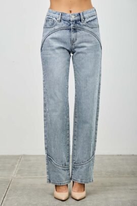 Mid Rise Straight Jeans With Piping – Women’s Stylish Denim