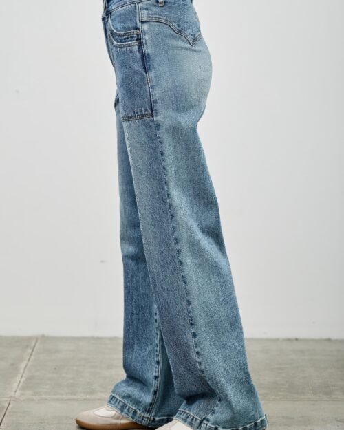 high rise double pocket wide leg