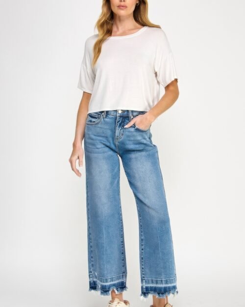 tummy control high rise crop wide w/ released hem