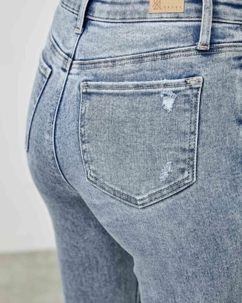 high rise kick flare with rhinestone