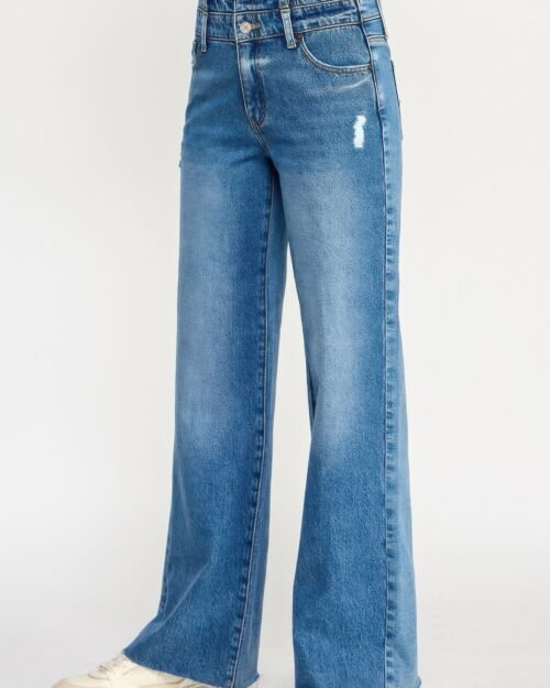 high rise double waist wide leg