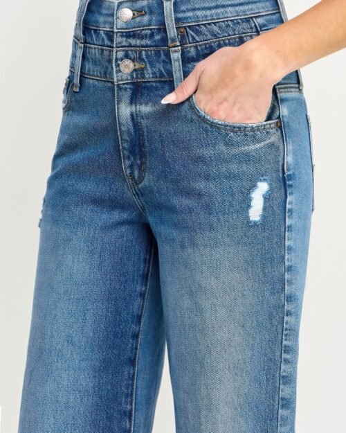 high rise double waist wide leg