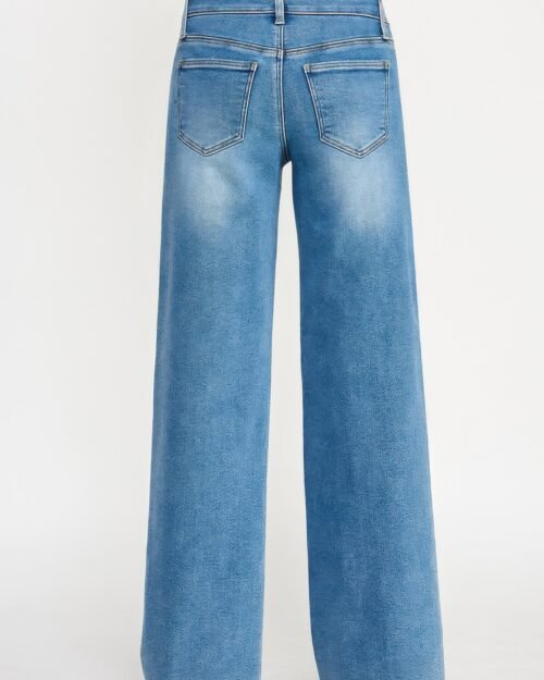 high rise double waist wide leg