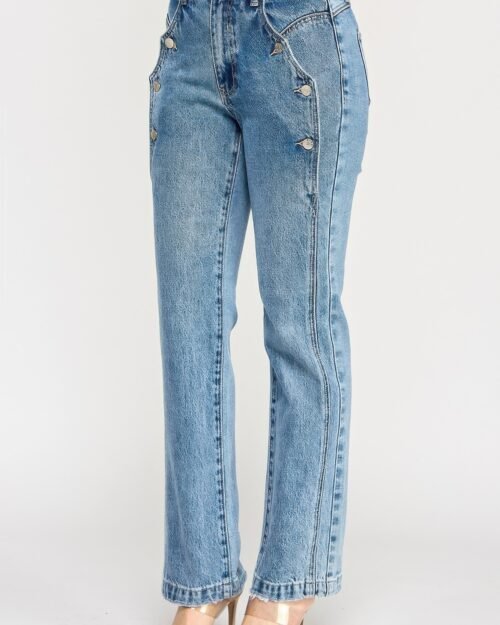 high rise dad jean with scallop pocket