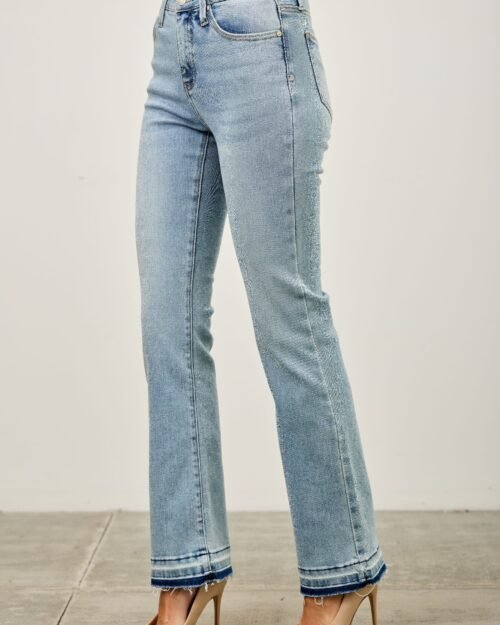 mid rise flare with released hem