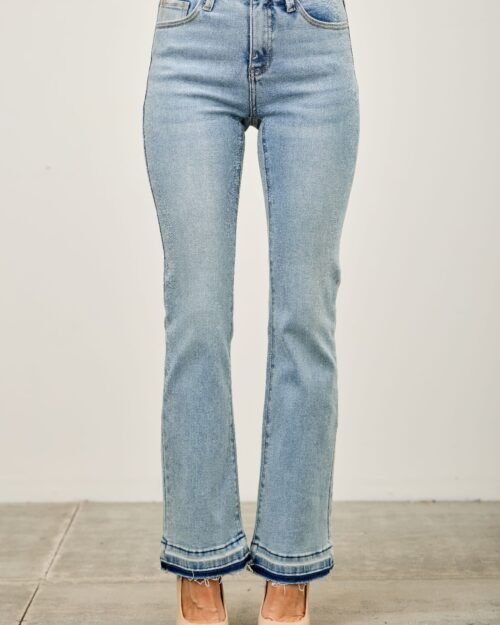 mid rise flare with released hem