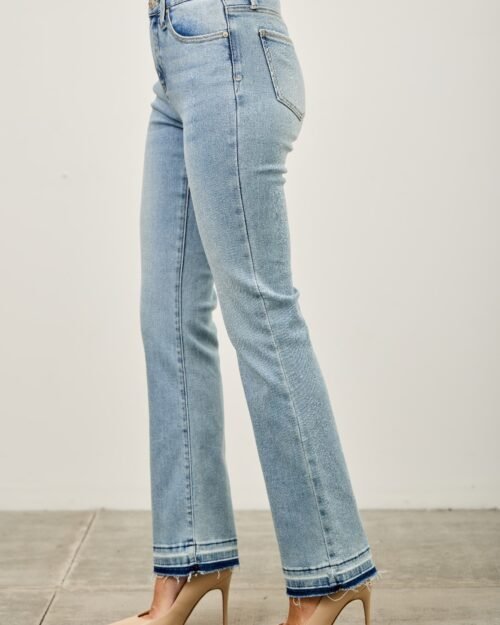 mid rise flare with released hem