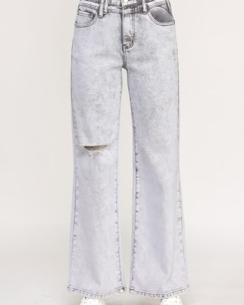 High Rise Wide Leg With Acid Grey