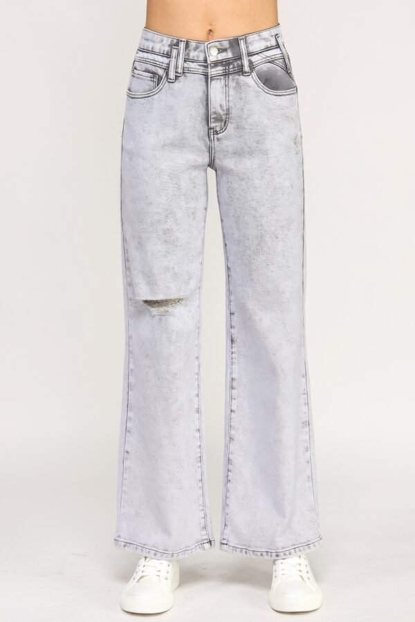High Rise Wide Leg Jeans in Acid Grey – Modern Relaxed Fit