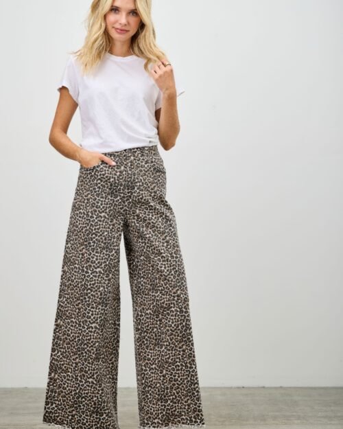 leopard super high rise wide leg with stretch