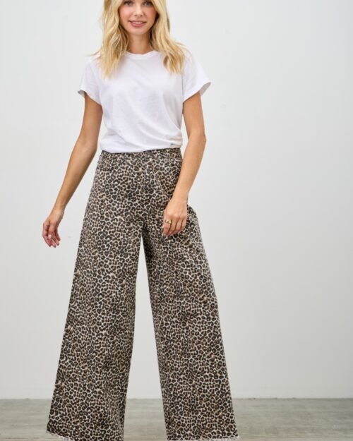 leopard super high rise wide leg with stretch