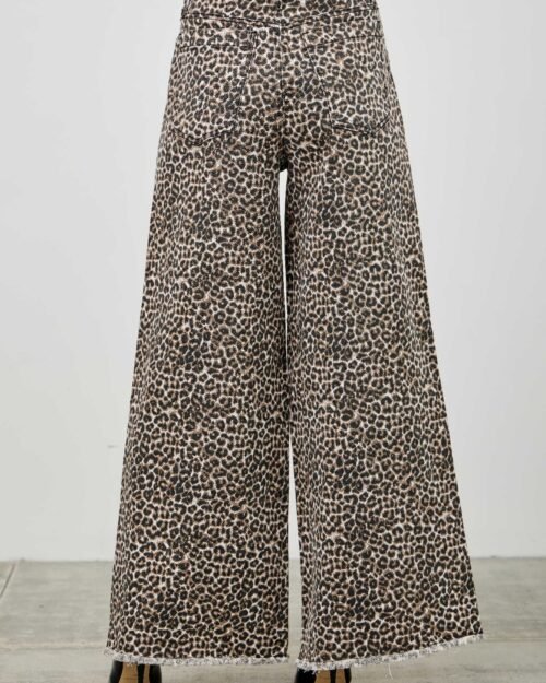 leopard super high rise wide leg with stretch