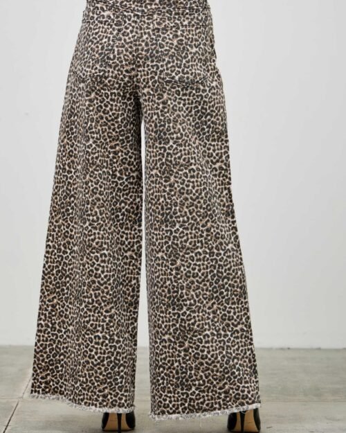 leopard super high rise wide leg with stretch