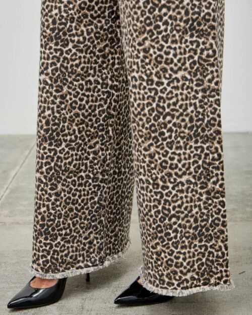 leopard super high rise wide leg with stretch